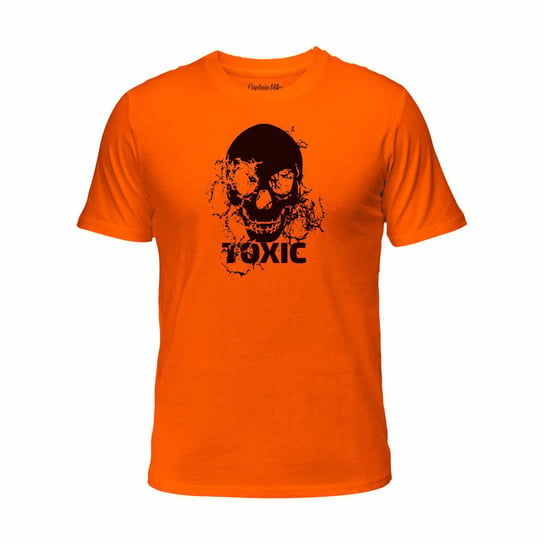Koszulka męska bawełniana pomarańczowa z nadrukiem, T-shirt Captain Mike r.3XL Captain Mike