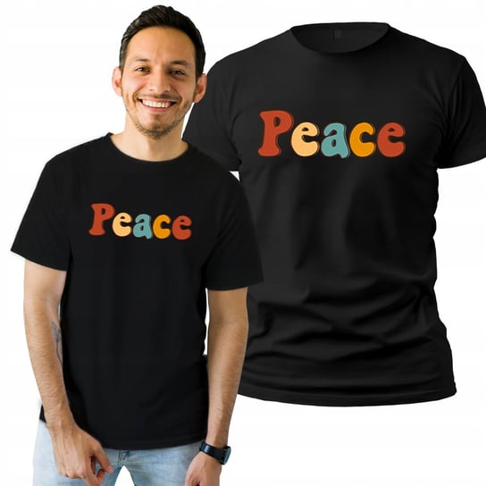 Koszulka Męska Bawełniana T-shirt Prezent Urodzinowy Napis Peace Pokój S Plexido