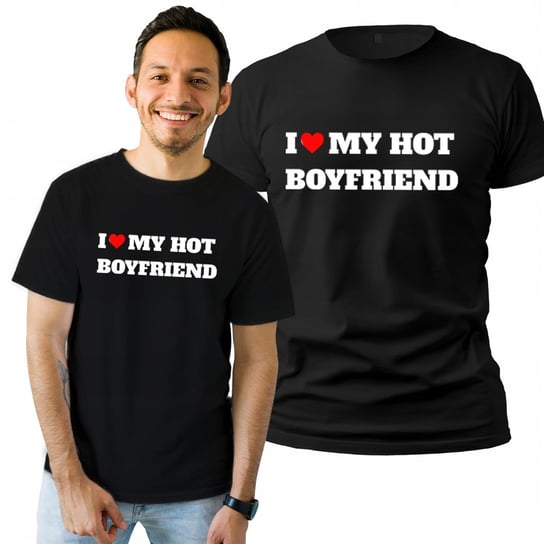 Koszulka Męska Bawełniana T-shirt Prezent Urodziny I Love My Boyfriend M Plexido