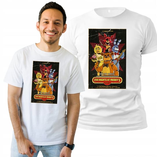 Koszulka Męska Biała Bawełniana T-shirt Na Prezent FNAF Can You Survive XXL Plexido