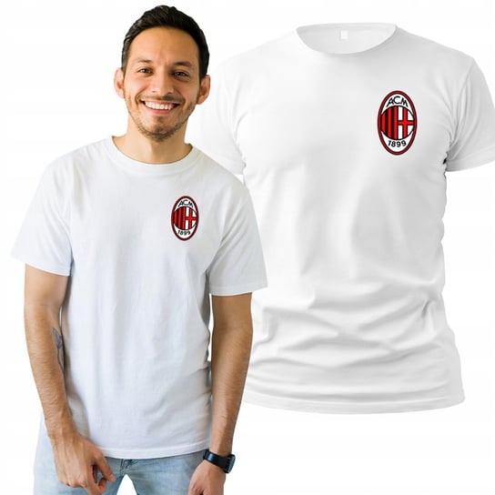 Koszulka Męska Biała Bawełniana T-shirt Na Prezent Urodzinowy AC Milan M Plexido