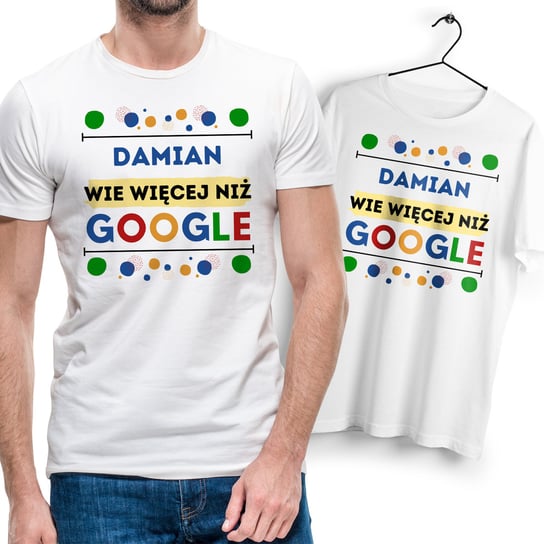 Koszulka Męska Biała Dla Damiana T-Shirt z Nadrukiem Zdjęciem Na Prezent Inna marka