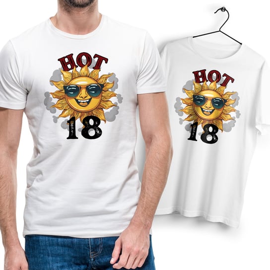 Koszulka Męska Biała na 18 Urodziny T-Shirt z Nadrukiem Na Prezent Gift Inna marka