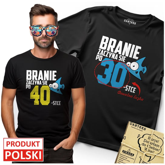 KOSZULKA MĘSKA BRANIE ZACZYNA SIĘ PO 30 40 ŚMIESZNY TSHIRT NADRUK URODZINY Gartees