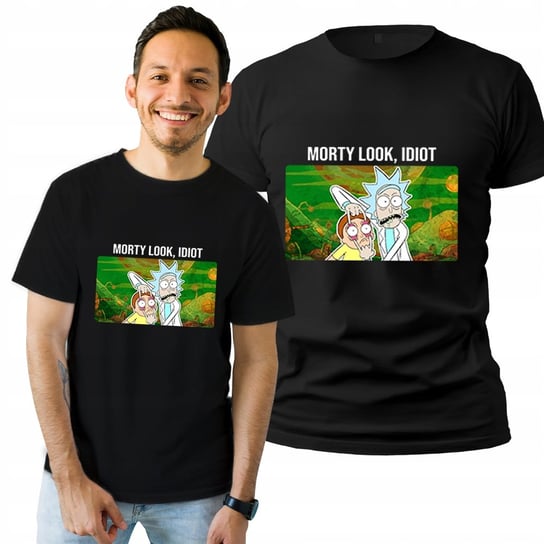 Koszulka Męska Czarna Bawełniana T-shirt Na Prezent Urodziny Morty Look XXL Plexido