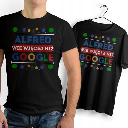 Koszulka Męska Czarna Dla Alfreda T-Shirt Podkoszulek z Nadrukiem Prezent Inna marka