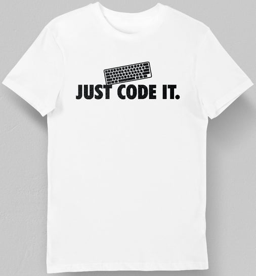 Koszulka męska dla programisty just code it biała 3XL KozakNadruki