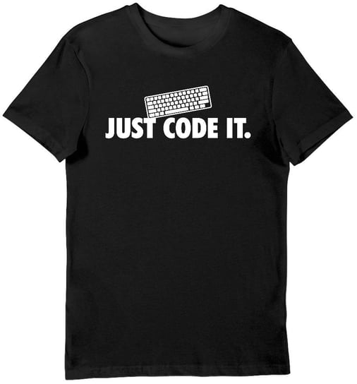 Koszulka męska dla programisty just code it czarna S KozakNadruki