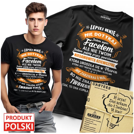 KOSZULKA MĘSKA LEPIEJ MNIE NIE DOTYKAJ ŚMIESZNY TSHIRT WALENTYNKI PREZENT Gartees