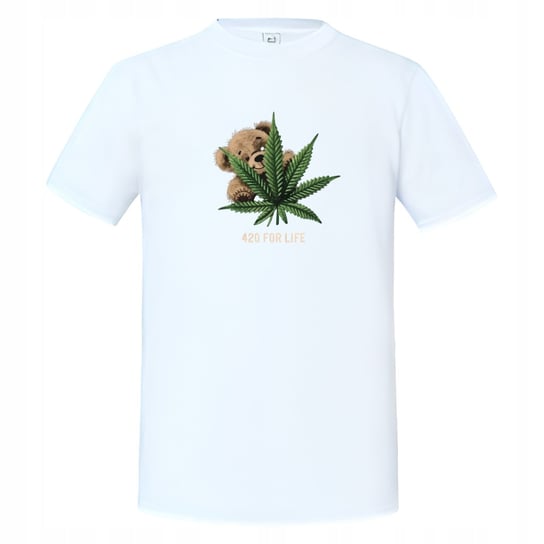 Koszulka męska Miś Teddy z liściem konopii 420 for life T-shirt męski Inna marka