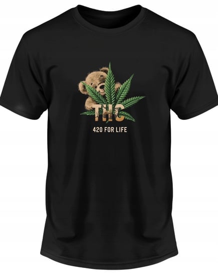 Koszulka męska Miś Teddy z liściem konopii 420 for life THC T-shirt męski Inna marka