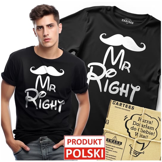 KOSZULKA MĘSKA MR RIGHT PREZENT DLA NIEGO CHŁOPAKA FACETA WALENTYNKI NADRUK Gartees