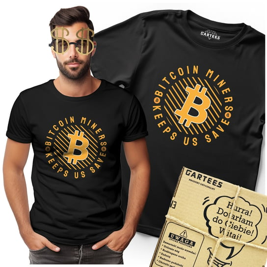 KOSZULKA MĘSKA NA CZASIE BITCOIN KRYPTOWALUTY KRYPTO MODNY NADRUK TSHIRT Gartees