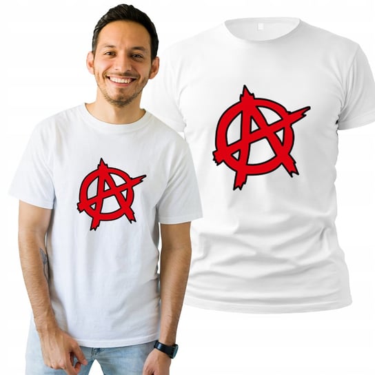 Koszulka Męska Nadruk  T-shirt Biały Prezent Anarchia XXL Plexido