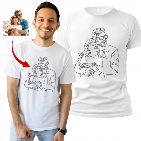 Koszulka Męska Prezent Na Urodziny Lineart Twoje Własne Zdjęcie T-shirt L Plexido