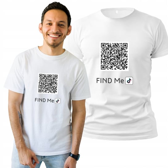 Koszulka Męska Prezent Personalizowany T-Shirt TikTok Kod QR M Plexido