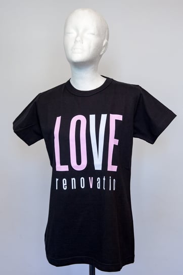 Koszulka Męska Renovatio Czarna Napis Różowy/Biały XL 