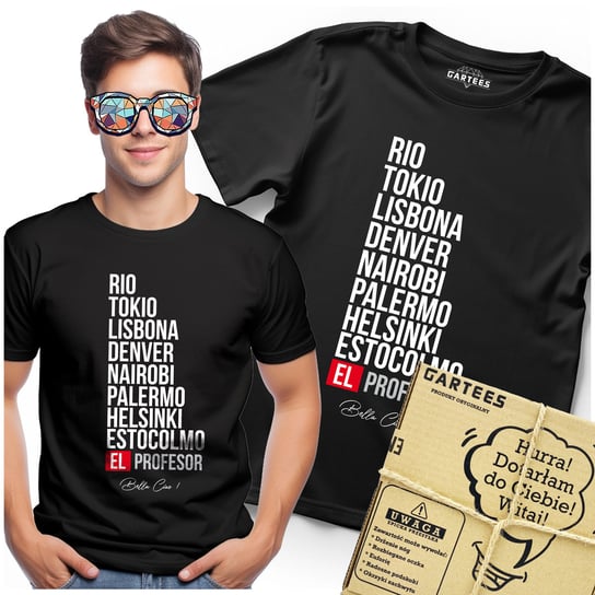 KOSZULKA MĘSKA RIO TOKIO EL PROFESOR DOM Z PAPIERU TSHIRT NADRUK SERIAL Gartees