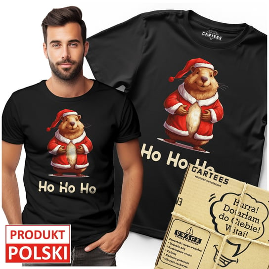 KOSZULKA MĘSKA ŚWIĄTECZNA CAPYBARA KAPIBARA NA ŚWIĘTA TSHIRT Z NADRUKIEM Gartees