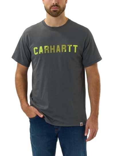 Koszulka męska T-shirt Carhartt Force Midweight Block Logo Cabon Heather - L Carhartt