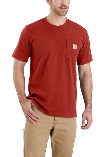Koszulka męska T-shirt Carhartt Heavyweight Pocket K87 R66 Chili Pepper Heather czerwony - S Carhartt