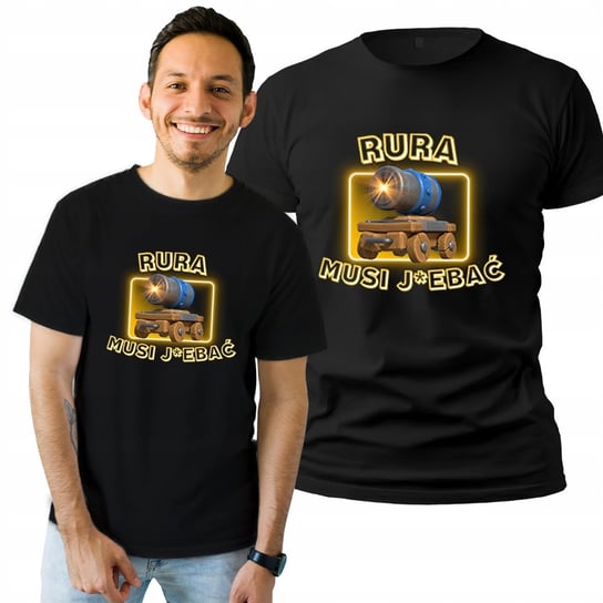 Koszulka Męska  T-shirt Prezent Urodziny Nadruk Rura Musi J***ać XXL Plexido