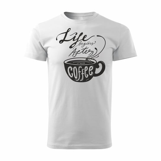 Koszulka męska TOPSLANG After Coffee, biała, rozmiar L Topslang