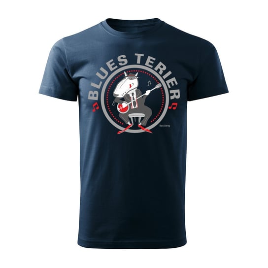 Koszulka męska TOPSLANG Blues Terier, granatowa, rozmiar S Topslang