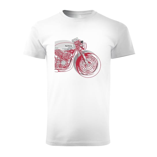 Koszulka męska TOPSLANG Cafe Racer, biała, rozmiar S Topslang
