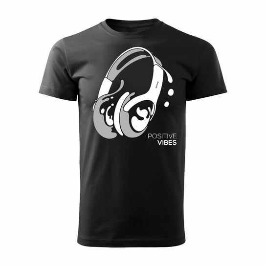 Koszulka męska TOPSLANG DJ Positive Vibes, czarna, rozmiar M Topslang