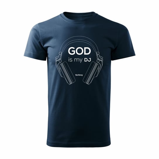 Koszulka męska TOPSLANG God is My DJ, granatowa, rozmiar XL Topslang