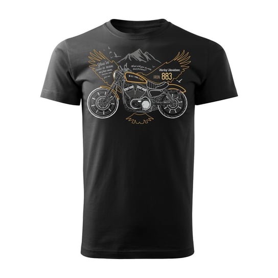 Koszulka męska TOPSLANG Harley Davidson Iron 883 2, czarno-pomarańczowa, rozmiar XL Topslang