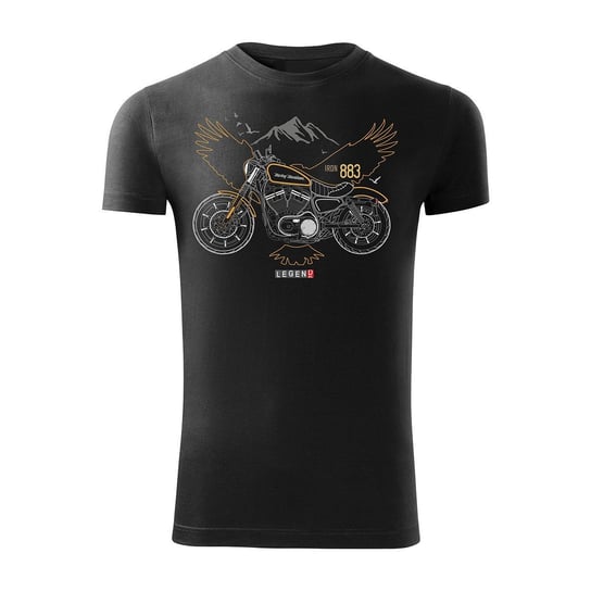 Koszulka męska TOPSLANG Harley Davidson Iron 883 2, czarno-pomarańczowa, slim, rozmiar XL Topslang