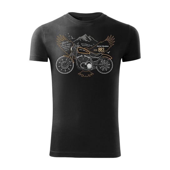 Koszulka męska TOPSLANG Harley Davidson Iron 883, czarno-biała, slim, rozmiar M Topslang
