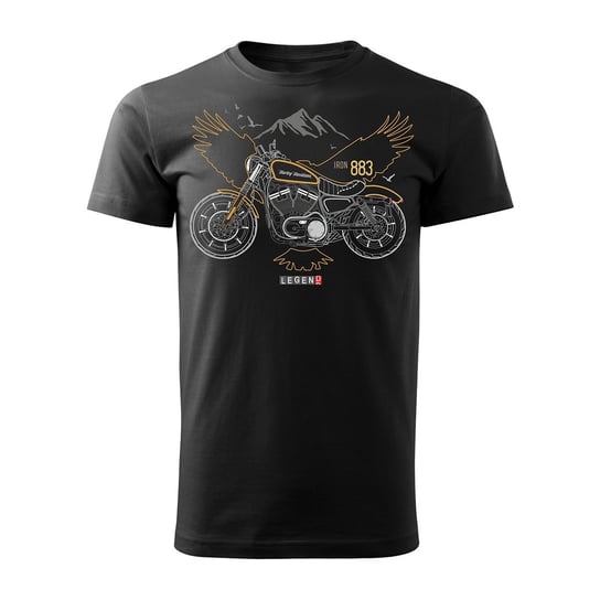 Koszulka męska TOPSLANG Harley Davidson Iron 883, czarno-pomarańczowa, rozmiar L Topslang