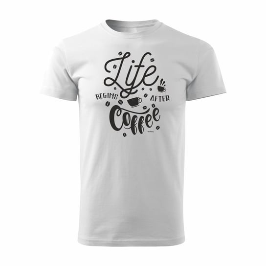 Koszulka męska TOPSLANG Life Coffee, biała, rozmiar L Topslang