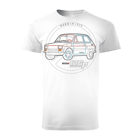 Koszulka męska TOPSLANG Maluch Fiat 126p, biała, rozmiar L Topslang