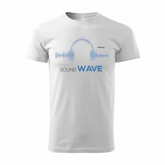 Koszulka męska TOPSLANG Music Sound Wave, biała, slim, rozmiar XL Topslang