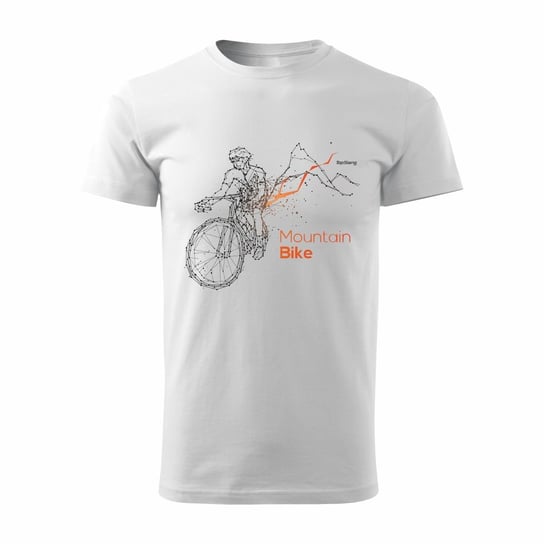 Koszulka męska TOPSLANG Rower z kropek Mountain Bike, biała, rozmiar L Topslang