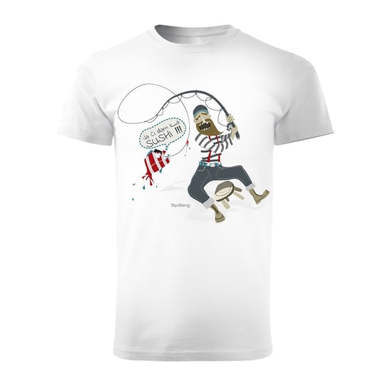 Koszulka męska TOPSLANG Sushi, biała, rozmiar L Topslang