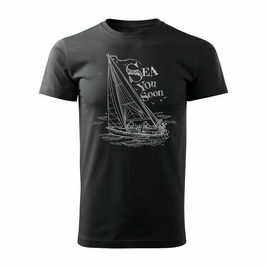 Koszulka męska TOPSLANG z jachtem, czarna, rozmiar XL Topslang