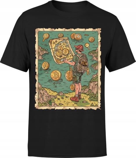 Koszulka męska z bitcoinem mapa skarbów Bitcoin kryptowalut T-shirt męski Inna marka