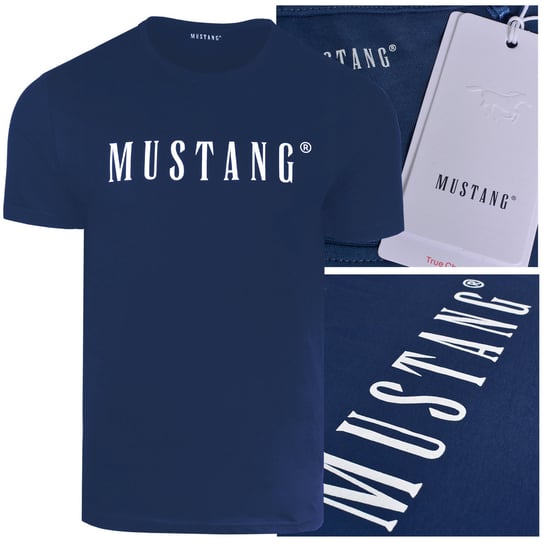 Koszulka Męska Z Króki Rękawem T-Shirt Mustang Bawełna Tshirt Niebieski Xl Mustang