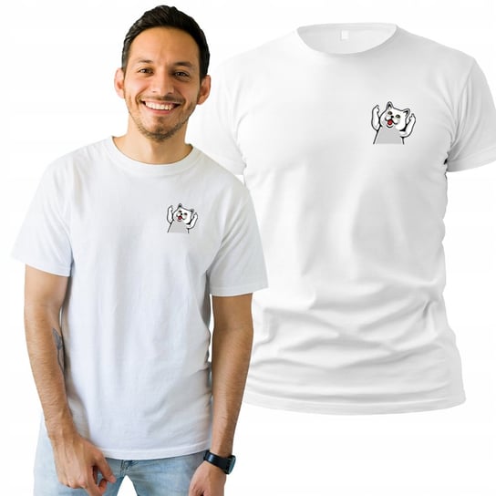 Koszulka Męska z Nadrukiem Bawełniana T-shirt Na Prezent Kot Fuck Kotek XL Plexido