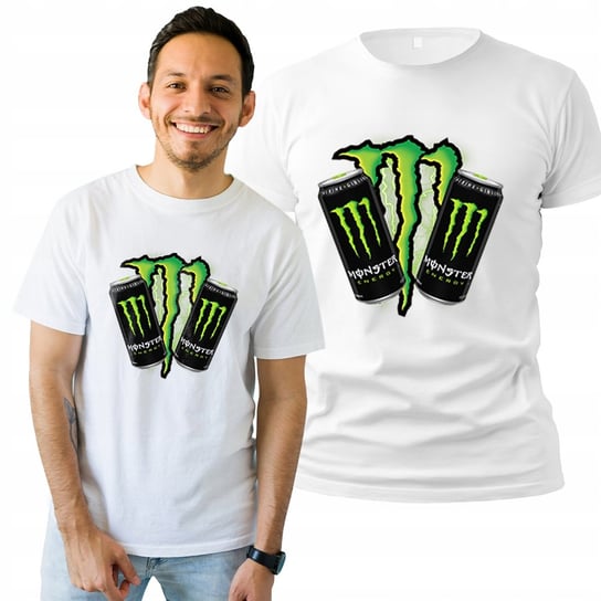 Koszulka Męska z Nadrukiem Bawełniana T-shirt Na Prezent Monster Napój M Plexido