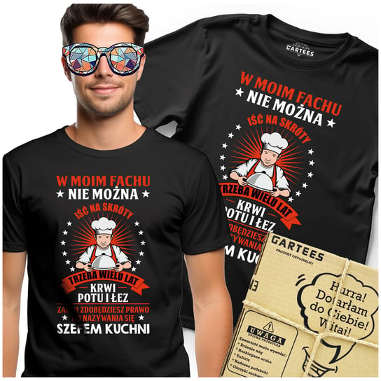 KOSZULKA MĘSKA Z NADRUKIEM DLA SZEFA KUCHNI ŚMIESZNY TSHIRT KUCHARZ ZAWÓD Gartees