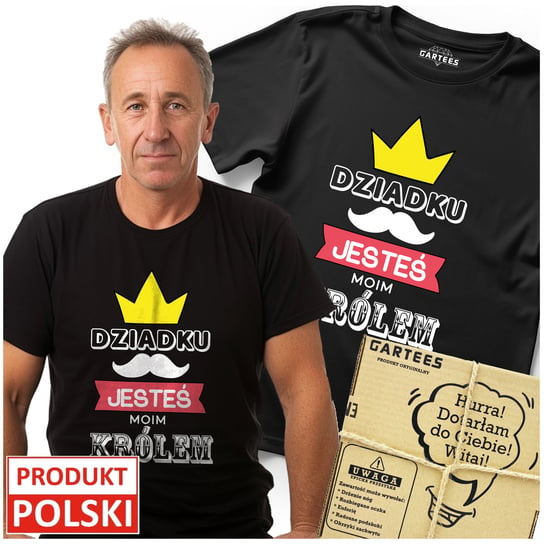 KOSZULKA MĘSKA Z NADRUKIEM DZIADKU JESTEŚ MOIM KRÓLEM PREZENT TSHIRT Gartees