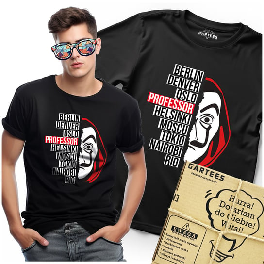 KOSZULKA MĘSKA Z NADRUKIEM PROFESSOR DOM Z PAPIERU TSHIRT SERIAL NADRUK Gartees