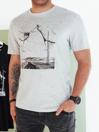 Koszulka męska z nadrukiem szara Dstreet RX5501-XL Inna marka