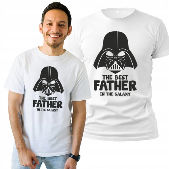 Koszulka Męska z Nadrukiem  T-shirt Best Father Biała L Plexido